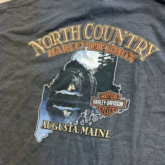 Harley Davidson Motorcycles North Country Augusta Maine Tee Shirt Gray Men's XL - Picture 2 of 8